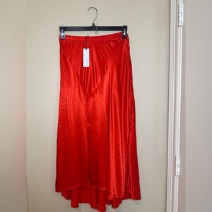 Michael Stars Desi Asymmetrical Satin Skirt RED  XS NEW Retail $178